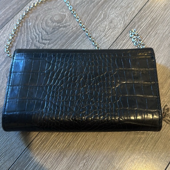 Brighton black leather wallet crossbody with silver hardware. - Picture 3 of 13